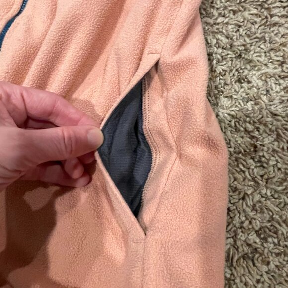 Patagonia Kids Micro D Snap-T Full Zip Hooded Fleece Jacket Pink/Orange Sz L 12 - Picture 7 of 9